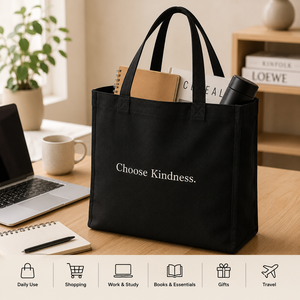 Choose Kindness Eco-Friendly <b>Canvas</b> <b>Tote</b> Bag Large Size Hand Length Handle Supermarket Shopping Daily Use - Product Image 4