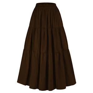 Women's <b>Elastic</b> <b>Waist</b> A-Line Tiered <b>Skirt</b> Solid Color Chiffon Pleated Ankle-Length Ruffles Comfortable All Seasons - Product Image 5