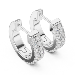 Boucles d'oreilles créoles en or blanc serties de diamants, taille brillant rond, bijoux pour femme, idéales pour mariage, fête ou cadeau - Product Image 4