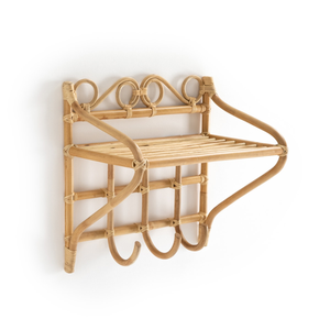 Bohemian Style Natural Rattan <b>Wall</b> Hooks for Hanging Handmade <b>Wall</b> Shelf with Hooks from Vietnam - Product Image 2