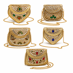 Nuevo bolso de mano tipo clutch con diseño Mini Kundan y correa de cadena, bolso artesanal étnico para bodas y fiestas. - Product Image 1