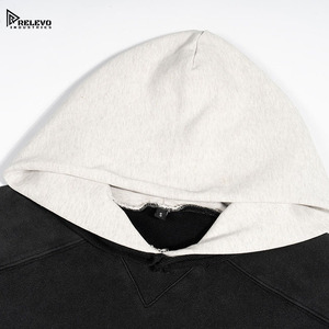 Sweat à capuche unisexe OEM bicolore patchwork – Coupe oversize, anti-rétrécissement, streetwear vierge, MOQ 2 pièces, en tissu polaire fabriqué au Pakistan - Product Image 5