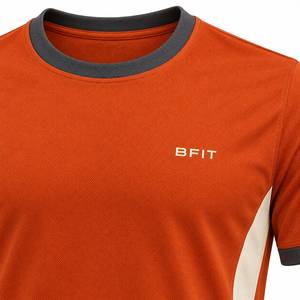 T-shirt sportif à manches courtes pour homme, col rond, tricoté en polyester, séchage rapide, coupe classique - Product Image 2