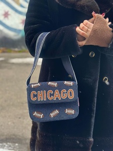 Sac bandoulière bleu et blanc à étoiles, sac à main tendance pour le jour du match avec motif étoile pour femmes et filles, sac à main personnalisé - Product Image 2
