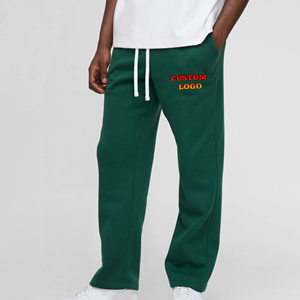 Pantalon de jogging unisexe pour homme, vert, en molleton épais et coton, style streetwear, coupe oversize large et droite, jambe ouverte, personnalisé, style baggy - Product Image 1