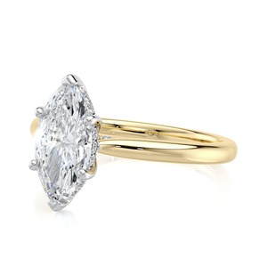 Bague de fiançailles solitaire en diamant de laboratoire taille marquise 2,35 carats, or jaune, 6 griffes, bijoux fins de mariage, vente en gros - Product Image 2