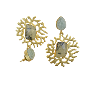 ต่างหูทรงหยดน้ำประดับพลอยธรรมชาติเจียระไน - Product Image 5