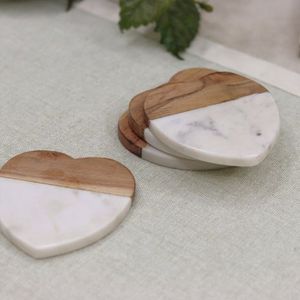 <b>Round</b> Wood Marble Coasters for Home Hotel and Restaurant Wholesale Wooden Marble Coaster Set Premium Quality - Product Image 6