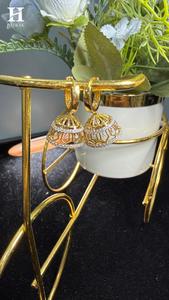 Luxury Gold Lab Grown Diamond Jhumka Hoop <b>Earrings</b> Traditional Indian Bridal <b>Fine</b> <b>Earring</b> for Women - Product Image 6