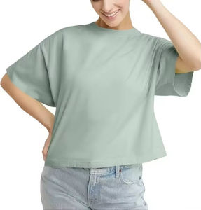 Women’s Street Style <b>Acid</b> Wash T-Shirt Street Wear Cropped T Shirt Women Slim Fit Plus Size <b>Acid</b> Wash <b>Drop</b> Shoulder OEM Service - Product Image 1