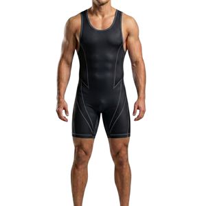 Sublimation Printed Polyester Spandex Men Wrestling Singlet Training Solid Black <b>Blank</b> Powerlifting Wrestling Singlets - Product Image 1