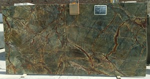 Dalle de marbre Rain Forest polie, vert et brun veiné, pour la décoration murale de cuisine, salle de bain, villa, hôtel - Product Image 3