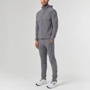 Ensemble de survêtement gris à capuche zippé pour homme, veste à manches longues et pantalon long, tenue de jogging sportive - Product Image 2