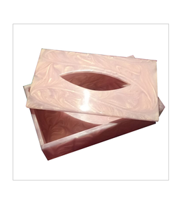 Boîte à mouchoirs rectangulaire en résine époxy rose pâle, porte-mouchoirs en résine pour table de bureau, objets décoratifs - Product Image 1