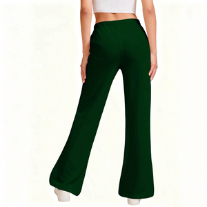 Wide Leg Sweatpants <b>Men</b> Elastic Waist Drawstring Casual <b>Pants</b> With Side Pockets Green Spandex Cotton Blend Autumn Wear - Product Image 4