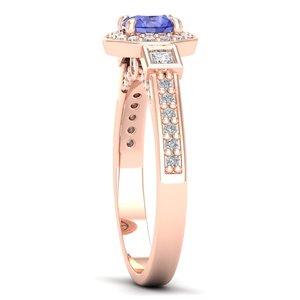 REYES – bagues de fiançailles élégantes en or massif 14 carats pour femmes, coupe ronde, pierre précieuse tanzanite de 0.5 carat, bijoux fins pour mariage - Product Image 3