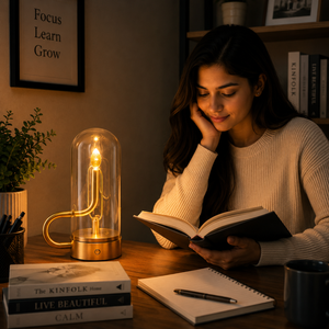Rechargeable Gold LED <b>Table</b> <b>Lamp</b> | 2000mAh Battery 8 Hour Runtime Metal Glass Cordless Desk <b>Lamp</b> Modern Home Decor Lighting <b>Lamp</b> - Product Image 3