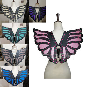 Harnais ailes de papillon rose scintillant pour femme, en similicuir clouté, sangle de poitrine, accessoire de cosplay Fairycore - Product Image 6