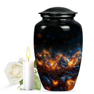 Customizable Aluminium Cremation Urn Wholesale - Indian Craft Work Metal Funeral Urn for Adult Ashes - Polished <b>Memorial</b> <b>Vase</b> - Product Image 1