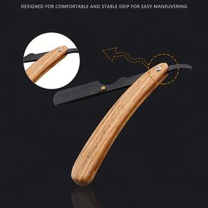 Rasoir droit IKZARSA à manche en bois, lame en acier inoxydable, lame unique, pour usage en salon de coiffure, rasage du visage/du corps/des aisselles, rasage en douceur - Product Image 2