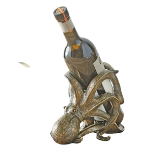 Support de bouteille de vin en forme de pieuvre, décoration de comptoir de bar, support d'art nautique, présentoir antique, accessoires de bar et décoration de cuisine - Product Image 1