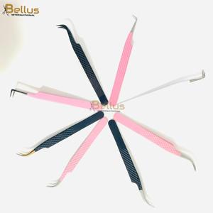 แหนบต่อขนตา Bellus International Professional ปลายโค้ง 90 องศา เนื้อเรียบ ทนทาน สำหรับต่อขนตาแบบวอลลุ่ม ทำจากสแตนเลสสตีล - Product Image 1