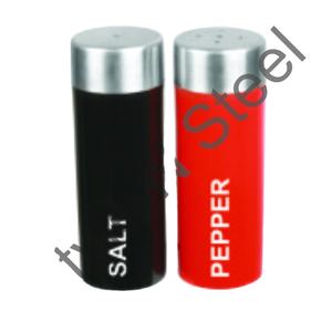 Ensemble de moulin à sel et à poivre en acier inoxydable de couleur noire et rouge au prix de gros - Product Image 1