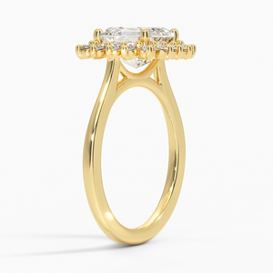 Anillo de Boda Clásico con Diamantes Moissanite en Forma de Asscher, Plata, Pequeño Grupo de Piedras, Banda Lisa - Product Image 2