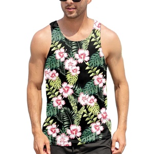 HI-GLOW <b>Flower</b> Design <b>Men's</b> V-neck Workout Tank Top-Breathable Silk/Cotton/Polyester Custom Made Summer Gym Wear - Product Image 1