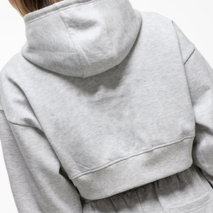 Sudadera con Capucha Corta Sexy para Mujer, Personalizada OEM, de Alta Calidad, 100% Algodón Orgánico Francés, con Hombros Caídos - Product Image 6