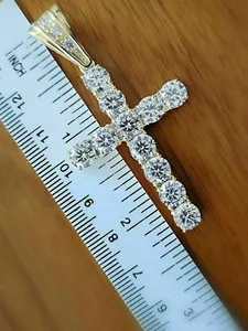 Moissanite Religious Pendant Sterling <b>Silver</b> Gold Plated 22gm Jesus Design Hip Hop Unisex Jewelry - Product Image 2