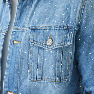 100% Cotton Denim <b>Jackets</b> Men Casual Solid Color Pocket Men Style High Quality Clothing Denim Men's <b>Rhinestone</b> <b>Jackets</b> - Product Image 6