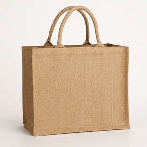 Custom Logo Laminated Natural Jute Tote Bag 28x23x10 cm Reusable Promotional Shopping <b>Gift</b> Bag Wholesale Manufacturer Exporter - Product Image 6