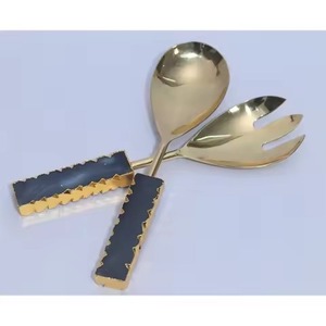 Contemporary Look Metal Salad Server Set Stainless Steel Salad Serving Spoon Fork <b>Kitchen</b> Dining <b>Table</b> Use - Product Image 1