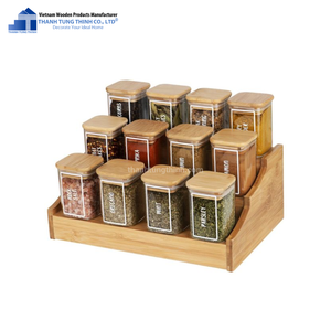 Wooden Spice <b>Rack</b> With 4/6/8/12 Glass Jars Natural Wood Easy To Clean Use For <b>Kitchen</b> Organization Made in Vietnam - Product Image 4