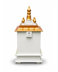 Meilleure vente de haute qualité blanc doré petit sanctuaire petit bois Pooja Mandir tenture murale pour la maison culte mariages anniversaires - Product Image 6