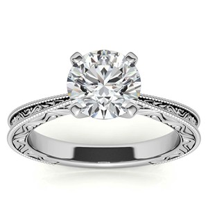 Antique Style Round Brilliant Moissanite <b>Solitaire</b> Engagement <b>Ring</b> 925 Sterling <b>Silver</b> Vintage Milgrain Bridal <b>Ring</b> - Product Image 1