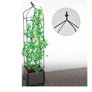 Modern Design Potted Plants Garden Obelisk <b>Trellis</b> Movable Planter Box with Wheels - Product Image 2