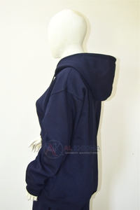 <b>Navy</b> Blue Women's 100% Cotton Fleece Acid Wash Hooded Top Casual Sweatshirt Long Sleeve Pullover Hoodie Warm Winter Custom - Product Image 2