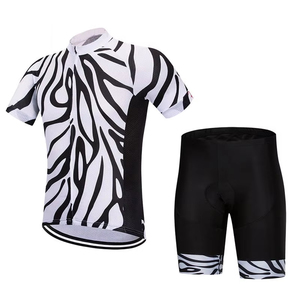 Men's <b>Cycling</b> <b>Jersey</b> Set Short Sleeve Zebra Print <b>White</b> Black Breathable Sport Kit - Product Image 3