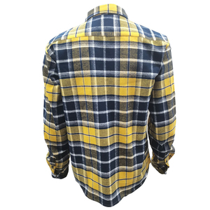 Chemise à carreaux à manches longues pour homme, jaune, bleu marine, en coton, décontractée, pour moto - Product Image 3