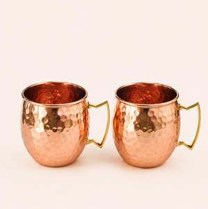 Pure Copper Moscow Mule Mugs Set of 4 Handcrafted Hammered Finish with Solid Brass Handle Eco-friendly <b>Drinkware</b> for Cocktails - Product Image 3
