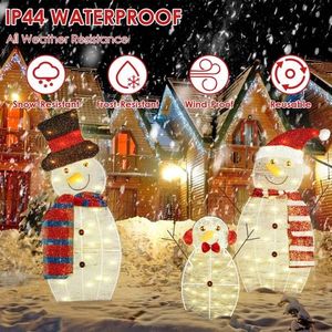 Decoraciones Navideñas de Muñecos de Nieve 2D para Exteriores, Juego de 3 Piezas, Familia de Muñecos de Nieve Preiluminados con LED de 30 Pulgadas para Decoración Navideña en Interiores - Product Image 1
