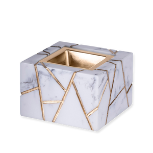 Brûleur d'encens arabe moderne en terrazzo carré, plateau en laiton, porte-brûleur de Bakhoor, décoration d'aromathérapie de luxe pour la maison - Product Image 3
