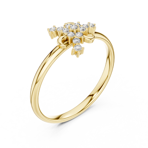 Anillo Asimétrico con Diamantes de Corte Redondo Minimalista para Mujer, Anillo de Oro Sólido de 14k para Regalo, Compromiso, Aniversario, Boda - Product Image 3