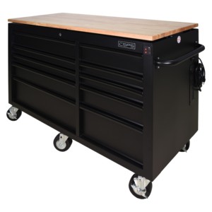 Wholesale 10 <b>Drawer</b> Rolling Tool Cabinet Matte Black Powder Coated Steel with Wooden Top for Garage <b>Workshop</b> Tool Storage - Product Image 1