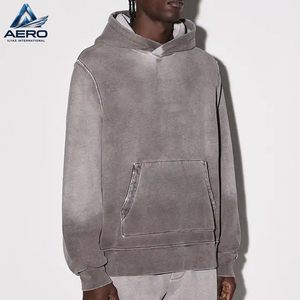 Sweat à capuche personnalisé pour homme, marron délavé soleil, effet ombré vintage, uni, en molleton bouclette lourd - Product Image 2