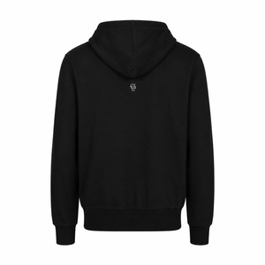 Sweat-shirt à capuche zippé noir pour homme, coupe classique, décontracté, couleur unie, en coton tricoté, pour l'automne, impression numérique, écologique - Product Image 5