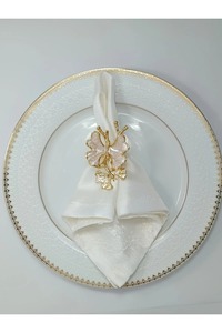Anillo de Servilleta de Aleación de Zinc con Diseño Floral Blanco, Decoración de Mesa para Bodas y Cenas - Product Image 4