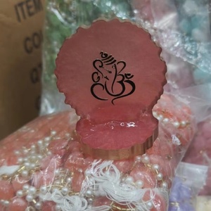 Ídolo de Resina del Dios Ganesha Hecho a Mano, Decoración Espiritual Rosa para el Hogar, Oficina y Tablero de Auto, Estatua de Ganesha en Resina - Product Image 1